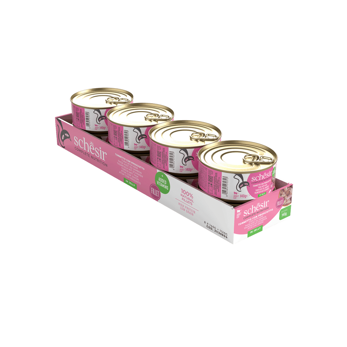 Schesir Lata Atún con jamón 140 gr en gelatina alimento completo para gatos - imagen 3