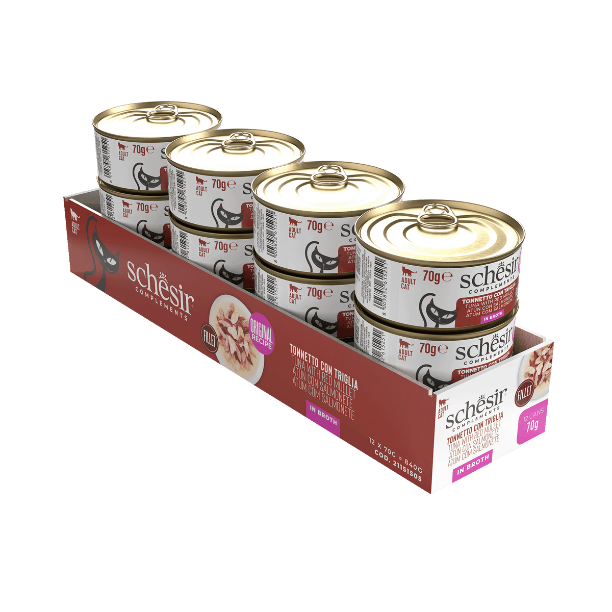 Schesir Lata atún con salmonete en caldo 70 gr para gatos - imagen 2