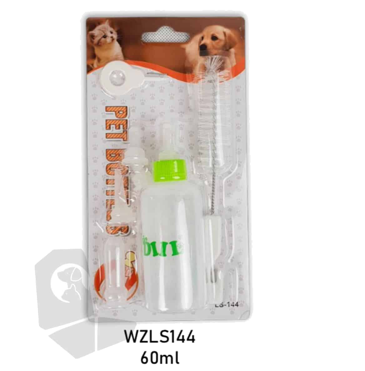 Biberón pequeño para perros, gatos y roedores con escobilla y 5 tetinas