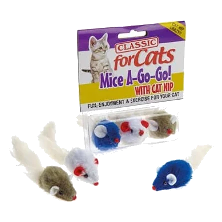 CLASSIC Furry Fluffy Mice 3pcs para gatos