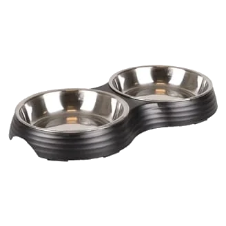 Comedero doble Aschau Duo Dinner de melamina negro para perros