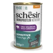Comida húmeda Schesir Monoprotein jabalí Senior 7+ lata 400 g para perros