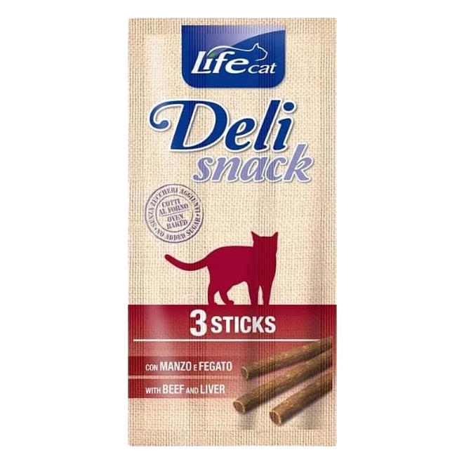 Deli Snack Life Cat Sticks de Buey con Hígado 3 × 5 g para gatos