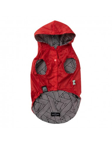 Impermeable para perros FuzzYard Flipside rojo, negro y blanco
