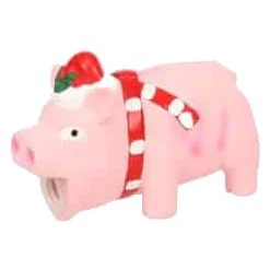 Juguete de látex cerdito navideño con sonido para perros