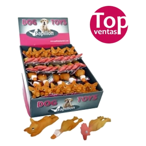 Juguetes de látex pollo, pato y cerdo 13 cm para perros
