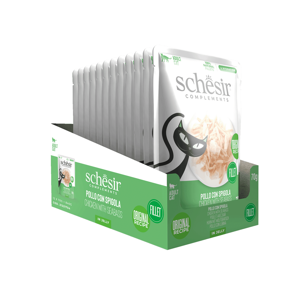 Schesir Sobre Filetes de pollo con lubina 70 gr para gatos - imagen 3