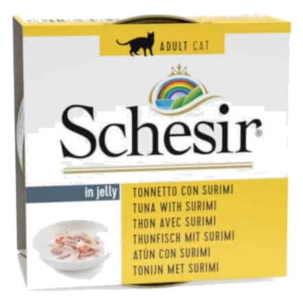 Schesir Lata Atún con surimi 85g formato antiguo para gatos