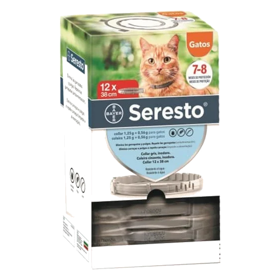 Seresto Collar Bayer gato. Envase de plástico sin lata