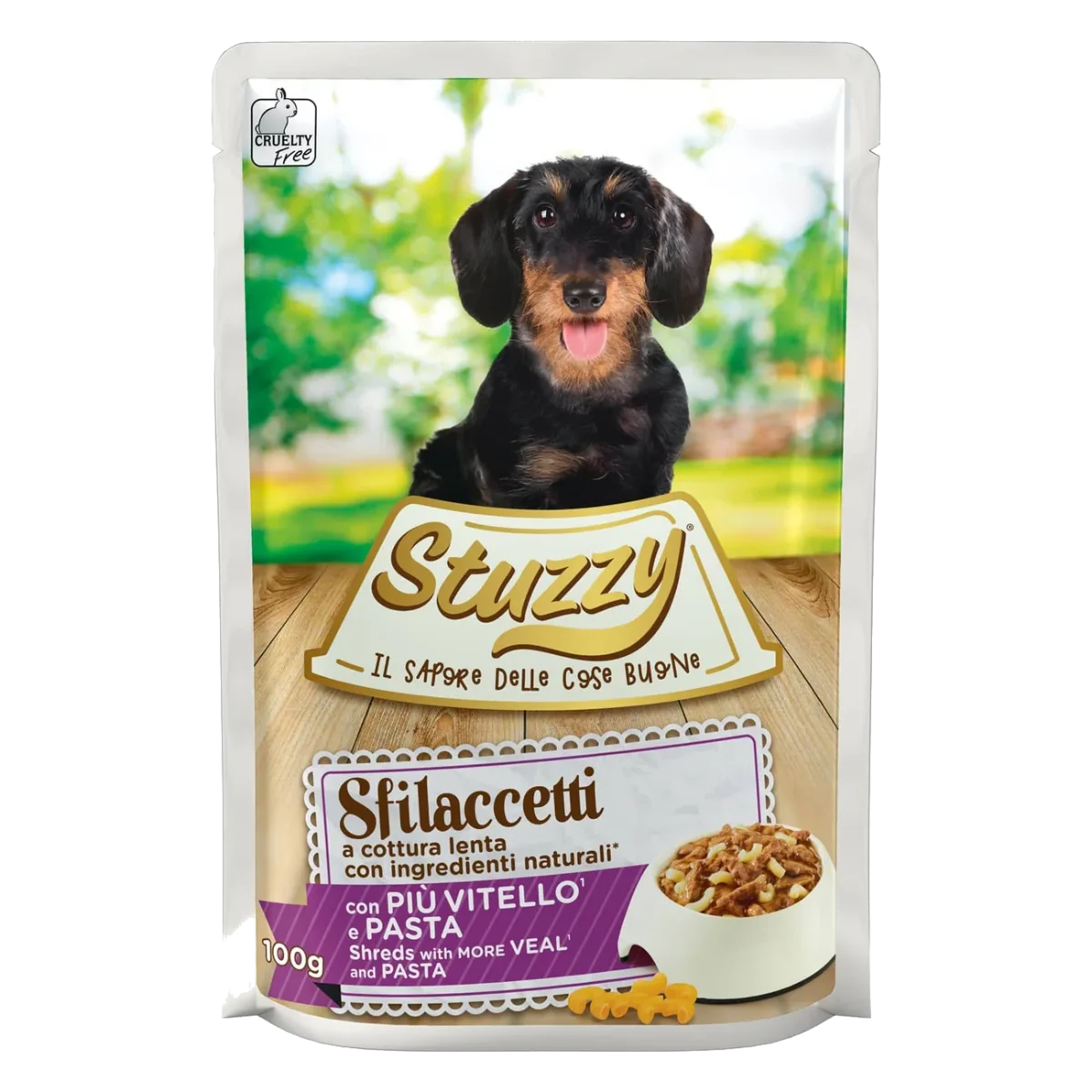 Stuzzy Speciality con ternera y pasta para perros adultos, sobre de 100 g