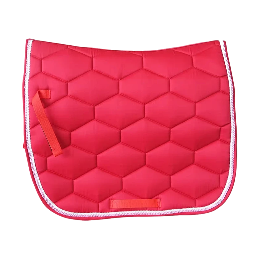 Vista lateral del sudadero para caballo rojo hexagonal