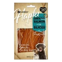 Tiras de salmón y bacalao Flamingo para perros, 85 g