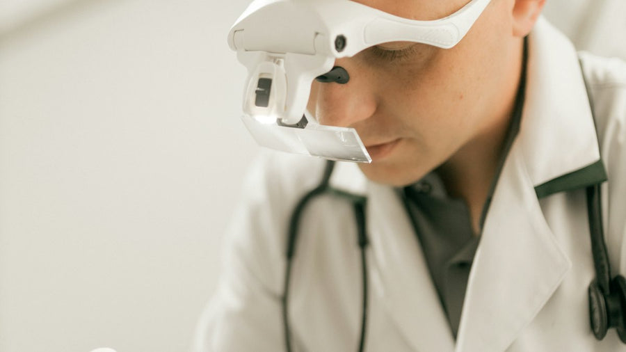 Veterinaria revisando los dientes de un teckel
