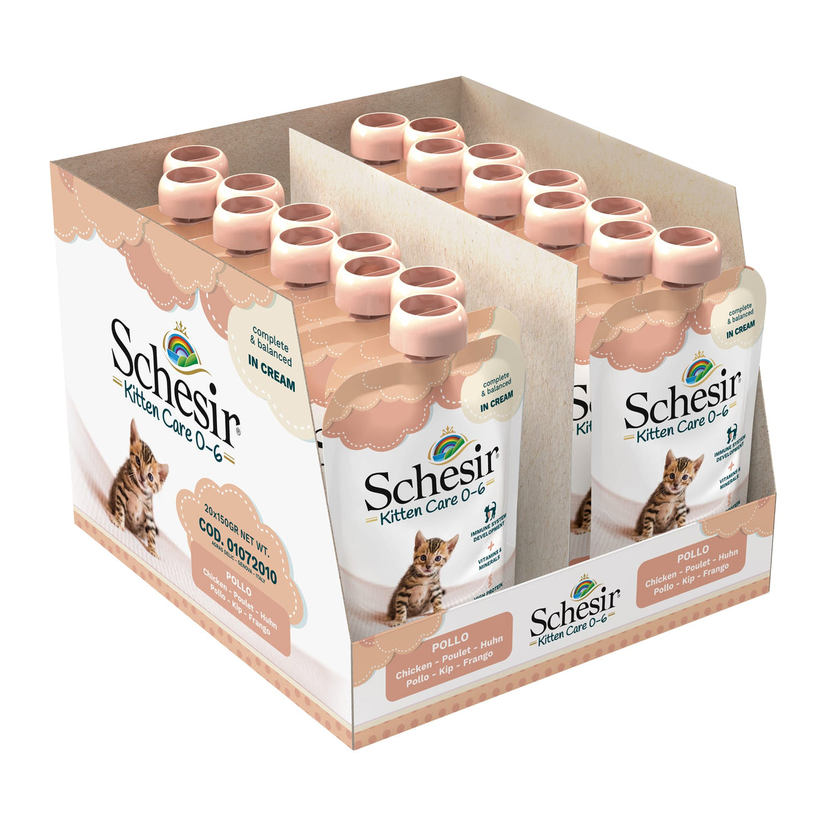Schesir kitten crema pollo 0-6 meses 150 gr para gatos - imagen 4