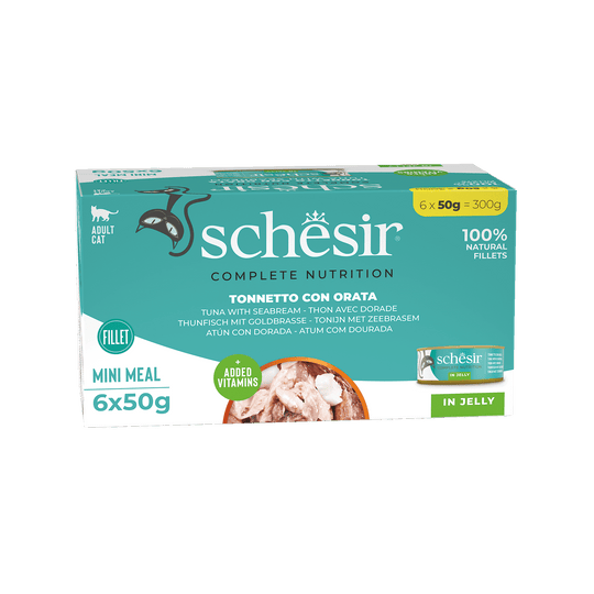 Schesir Latas Multipack Atún con dorada 6x50gr alimento completo para gatos