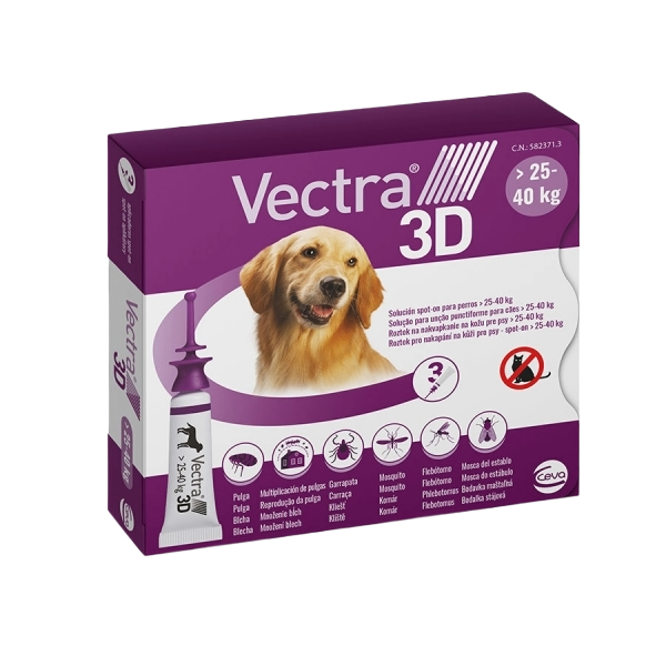 Vectra 3D Perros 25–40 kg (3 pipetas)