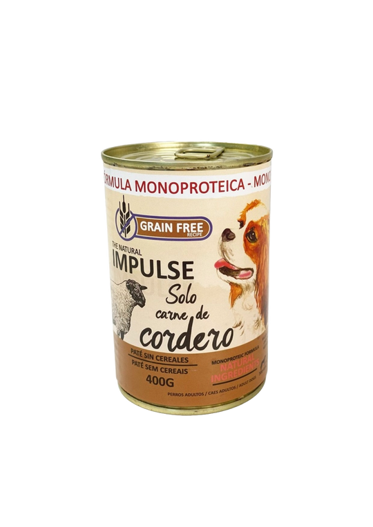 Natural Impulse con cordero para perros, lata de 400 g
