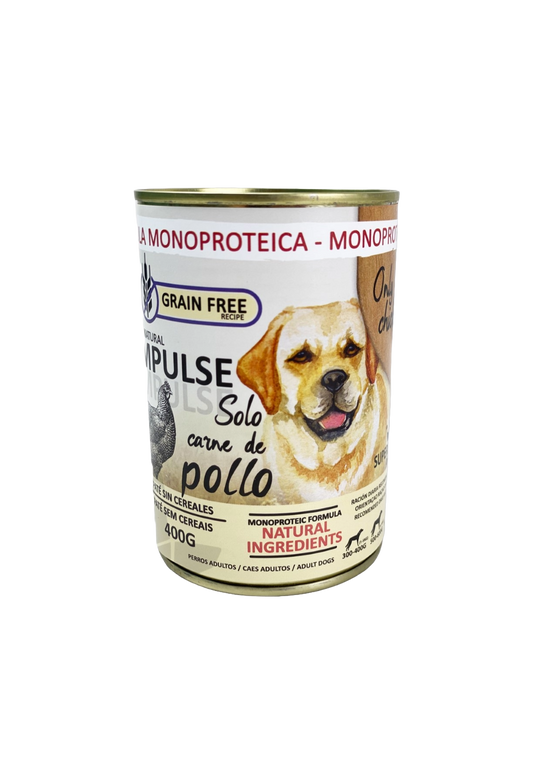 Natural Impulse con pollo para perros, lata de 400 g