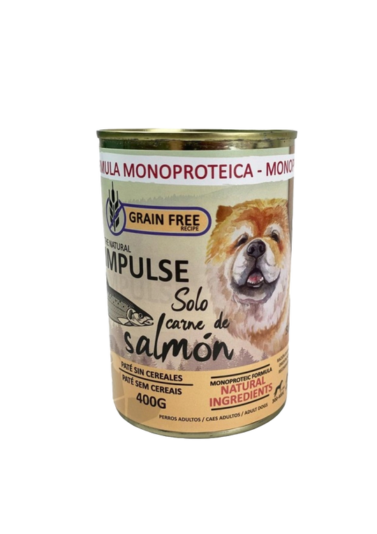Natural Impulse con salmón para perros, lata de 400 g