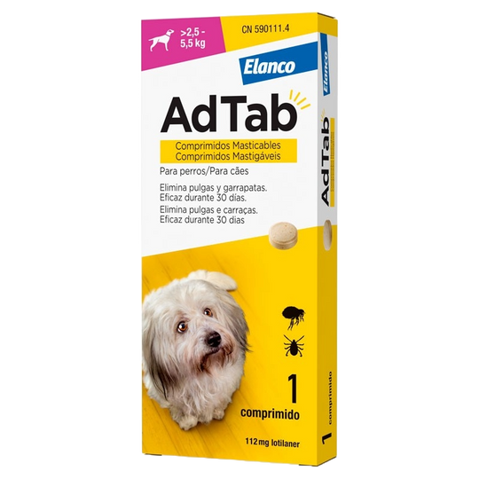 AdTab 112 mg para perros de más de 2,5 a 5,5 kg