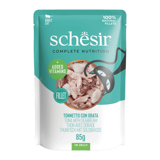 Schesir Sobre Atún con dorada 85g alimento completo para gatos
