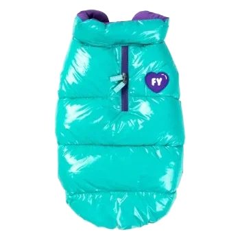 Abrigo acolchado para perros FuzzYard Amor turquesa