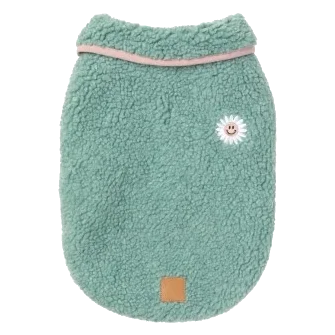 Abrigo de sherpa para perros FuzzYard Hana con flor salvia