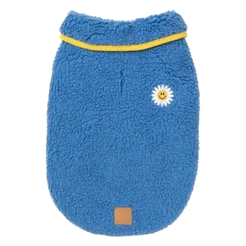 Abrigo de sherpa para perros FuzzYard Hana con flor azul