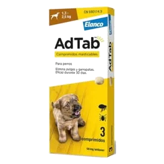 AdTab antiparasitario para perros, envase de 3 comprimidos
