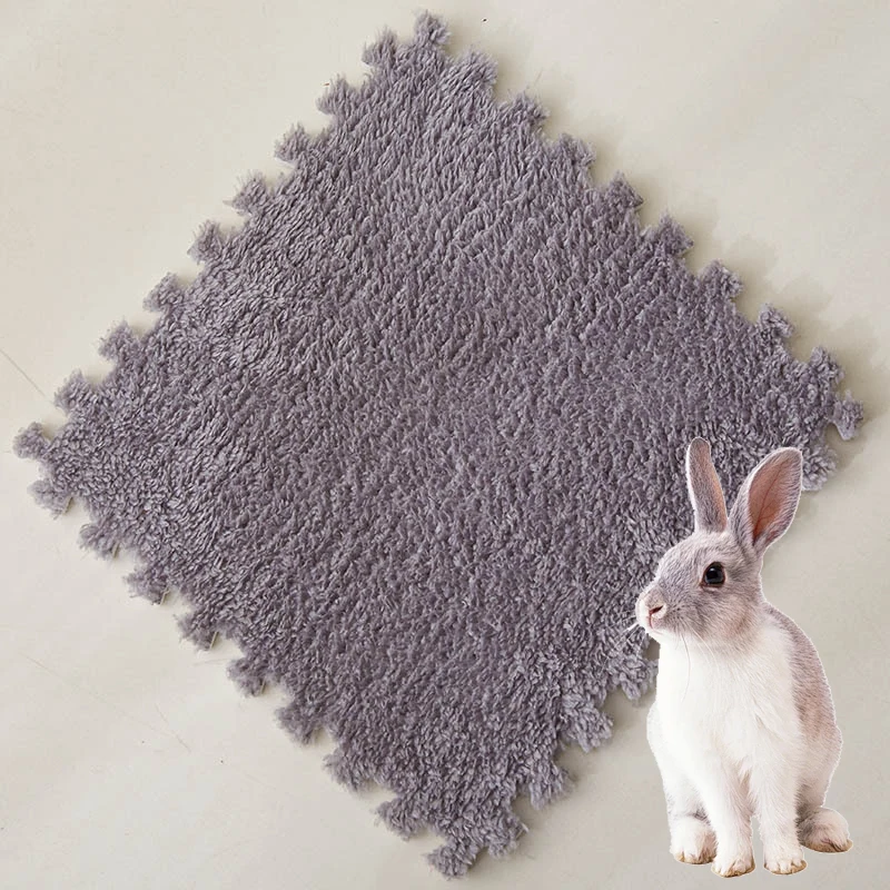 Alfombrillas encajables de peluche 30 x 30 cm para jaulas de roedores, 1 unidad / gris
