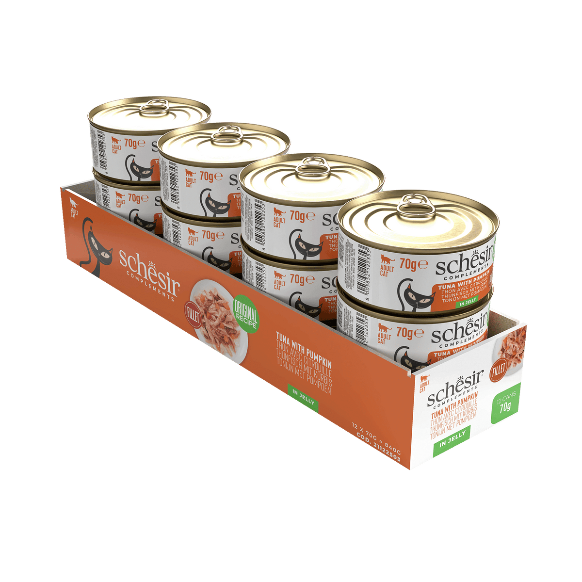 Schesir Lata atún con calabaza 70 g gelatina para gatos - imagen 2