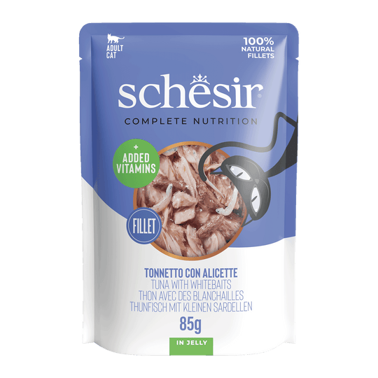 Schesir Sobre Atún con Anchovetas 85g alimento completo para gatos
