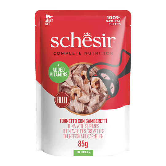 Schesir Sobre Atún con Gambas 85g Alimento Completo para gatos
