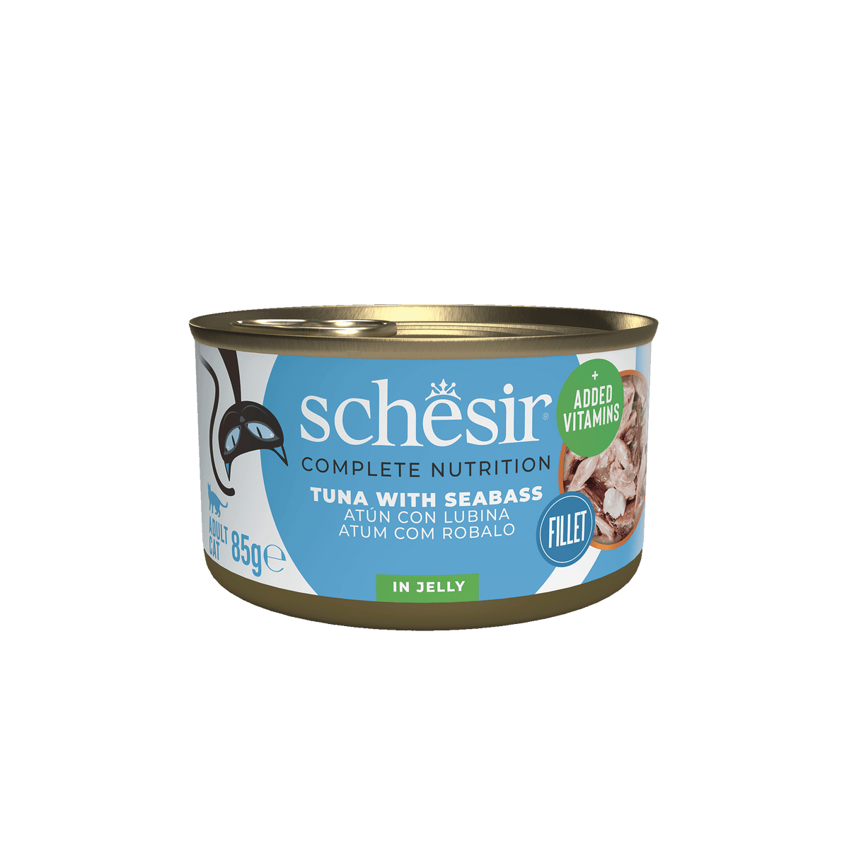 Schesir Lata Atún con Lubina 85g alimento completo para gatos