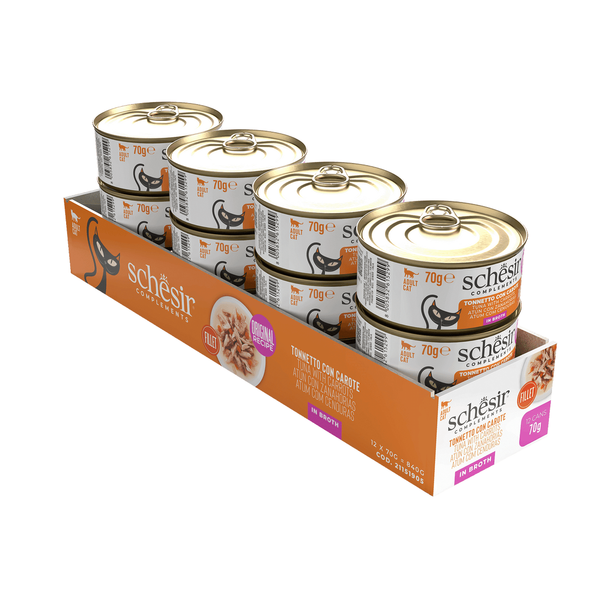 Schesir Lata Atún con zanahoria en caldo 70 gr para gatos - imagen 2