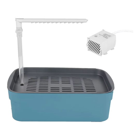 Bañera con ducha automática para pájaros azul grande con bomba USB