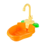 Bañera con grifo automático para loros y periquitos, a pilas, naranja