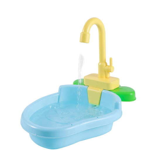 Bañera con grifo automático para loros y periquitos, a pilas, azul - ZONLIDOOG