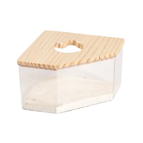 Baño de arena acrílico con tapa de madera para hámster - ZONLIDOOG