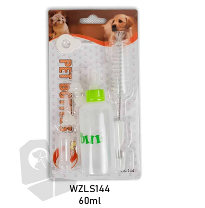 Biberón pequeño para perros, gatos y roedores con escobilla y 5 tetinas
