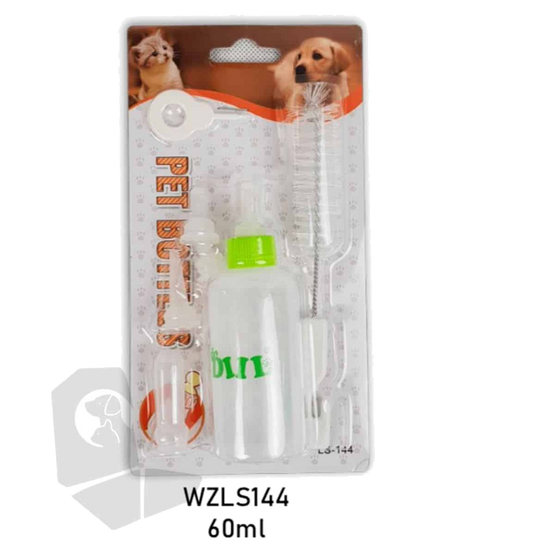 Biberón pequeño para perros, gatos y roedores con escobilla y 5 tetinas