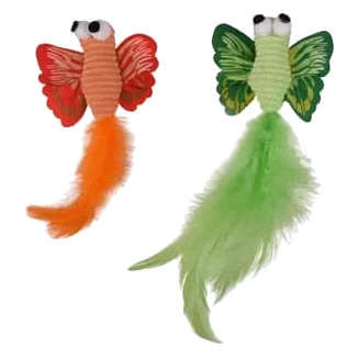 Blíster con dos mariposas con pluma para gatos
