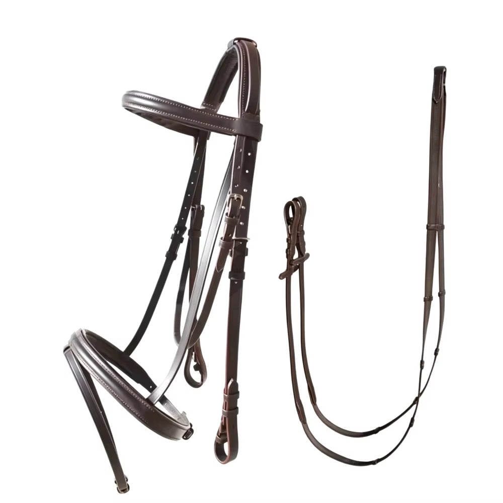 Brida inglesa de cuero para caballo con riendas - vista 2
