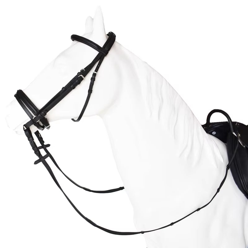 Brida inglesa de cuero para caballo con riendas - vista 4