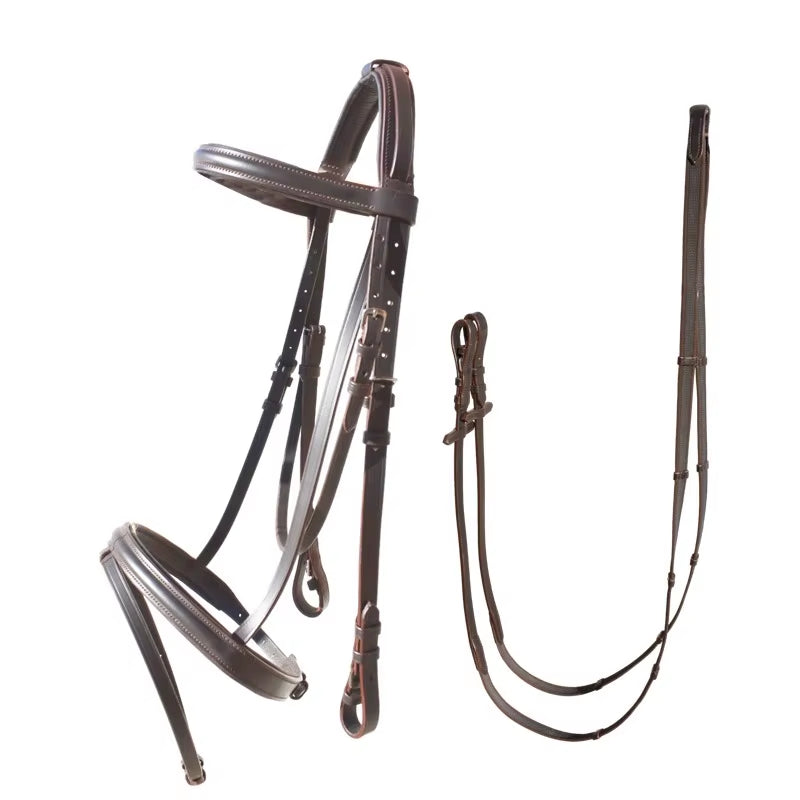 Brida inglesa de cuero para caballo con riendas - vista 5