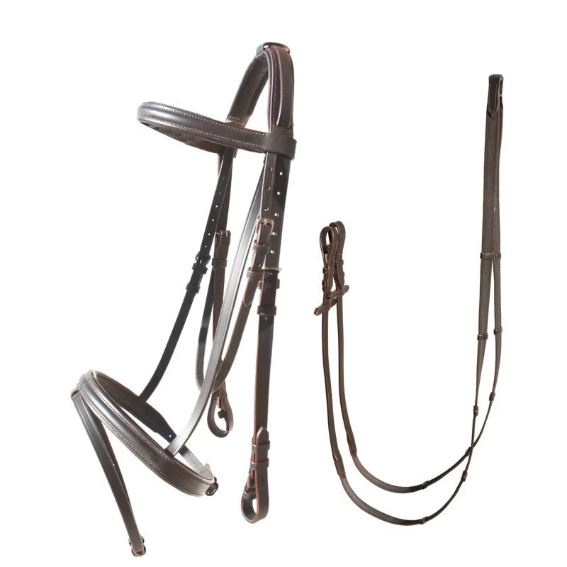 Brida inglesa de cuero para caballo con riendas - vista 8