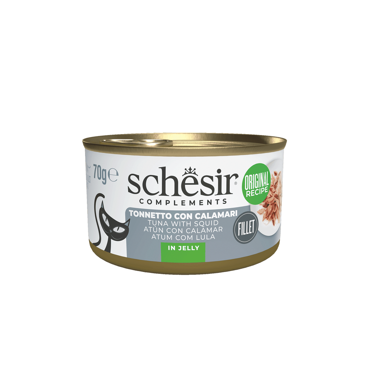 Schesir lata atún con calamares 70 gr para gatos