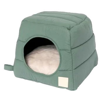 Cama cueva para gatos de algodón FuzzYard Life Myrtle Green