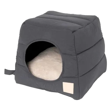 Cama cueva para gatos de algodón FuzzYard Life Slate Grey