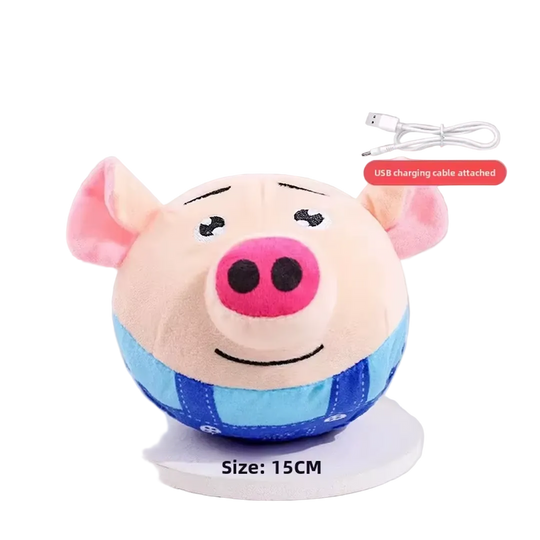 Cerdito de peluche saltarín con sonido para perros, recargable, cerdito azul - ZONLIDOOG